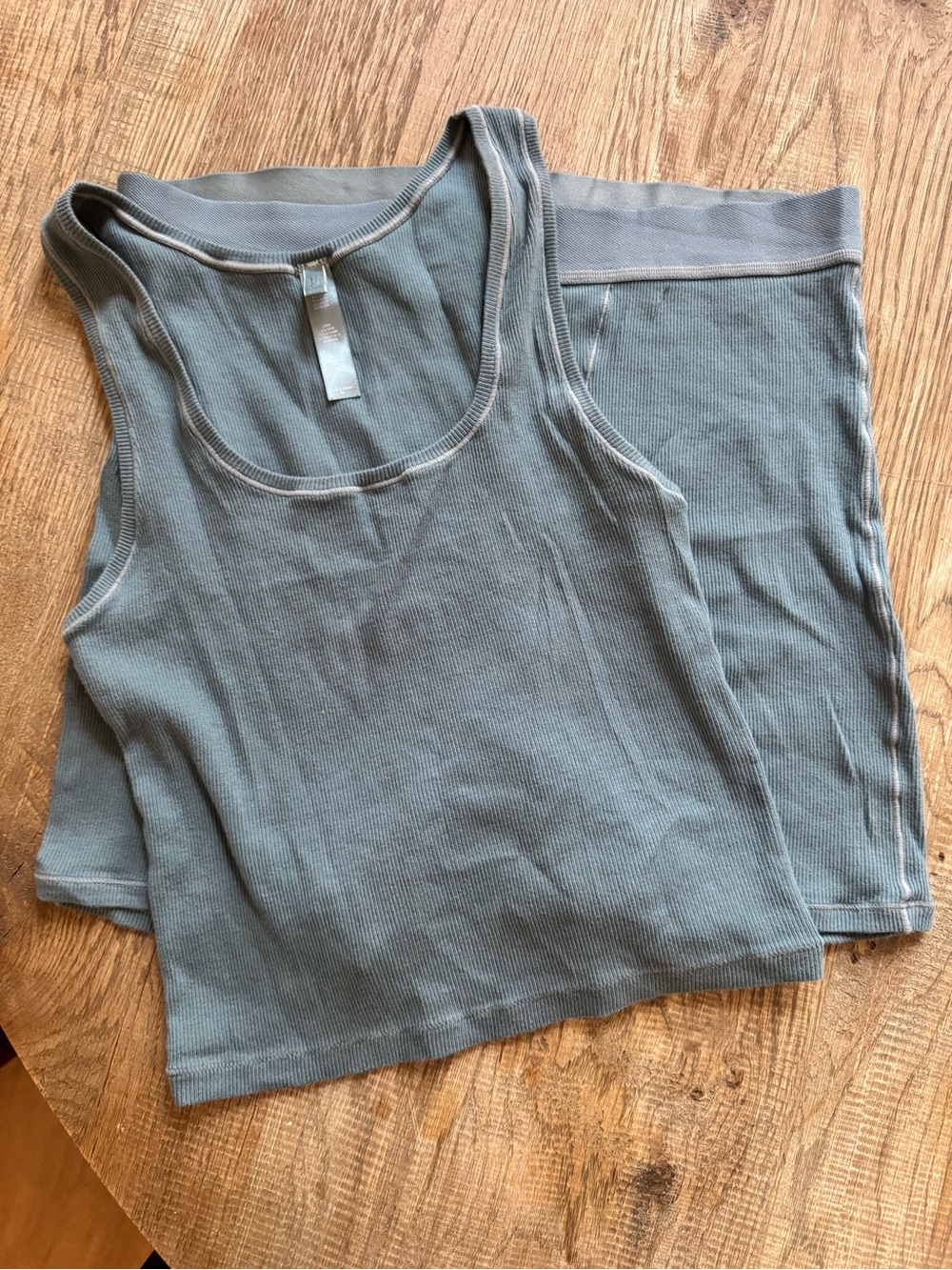 SKIMS Ribbed Scoop Tank Top - Slate Blue
